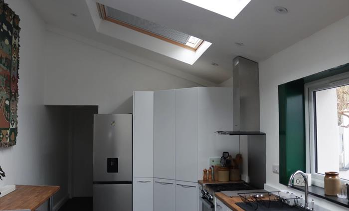 Corridor to Shower Room and Double Bedroom.  Fully fitted, Dishwasher, Fridge Freezer, Pantry, very well equipped. Toaster, Coffee Makers, Toddler's C